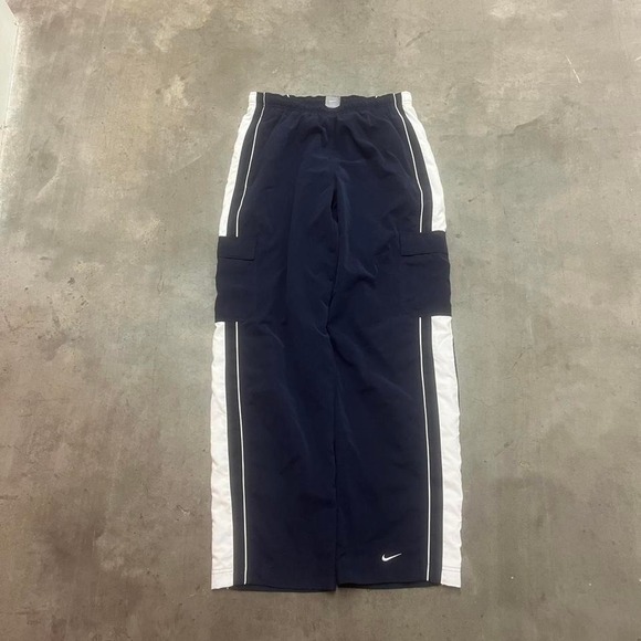 Y2K Nike men's blue & white baggy cargo track pants silver tag wide leg skater M - Picture 1 of 8